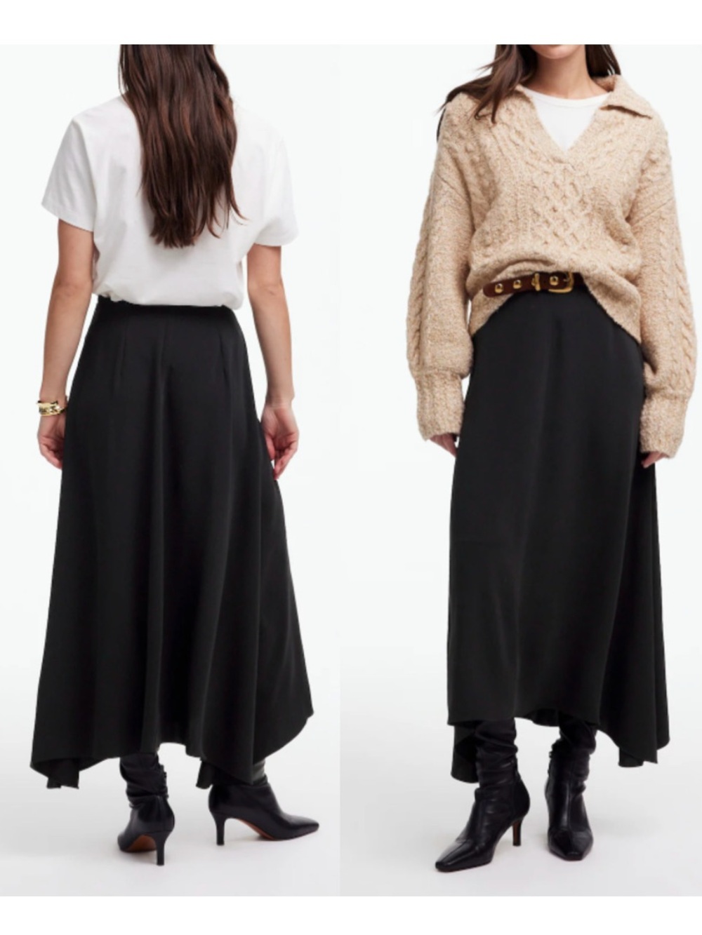 Madewell Asymmetric Midi Skirt in True Black